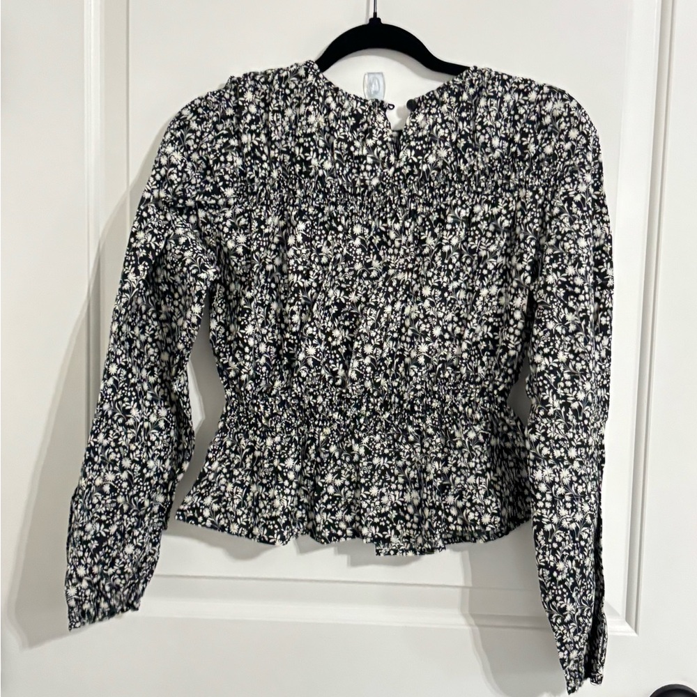 NWT Floral Black and White Women's Top